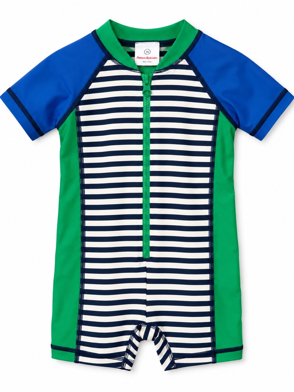 Hanna Andersson Stripe Colorblock Short Rashguard - Picture 1 of 9